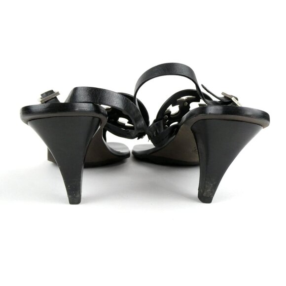 Tory Burch Black Leather Sandals Heels Size 8.5M - Picture 5 of 13